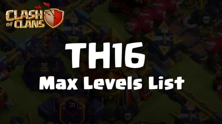 TH16 Max Levels List – Clash of Clans